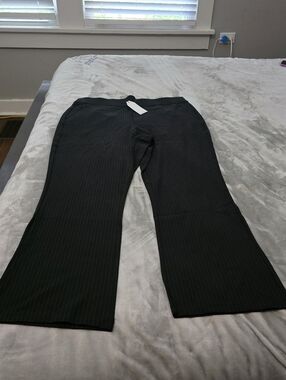 Universal Standard Black Pinstripe Wide-Leg Dress Pants